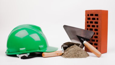 kask, tuğla ve mason araçları