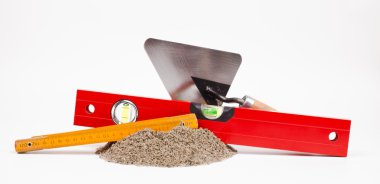 mason araçları üzerinde beyaz izole