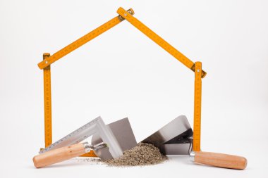 mason araçları üzerinde beyaz izole