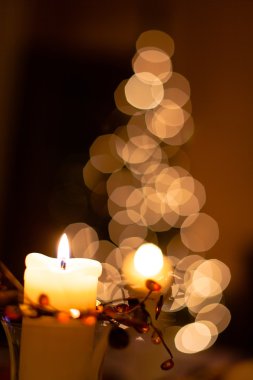 Noel ağacı ışıkları bokeh yaptı