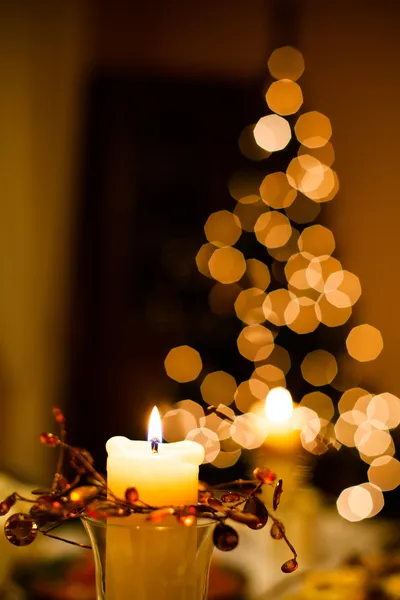 Christmas tree made of bokeh lights — Stock Photo, Image