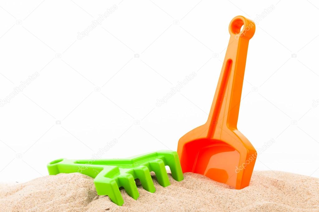 Children's beach toys and sand