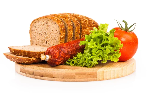 Pane e salsiccia affumicata — Foto Stock