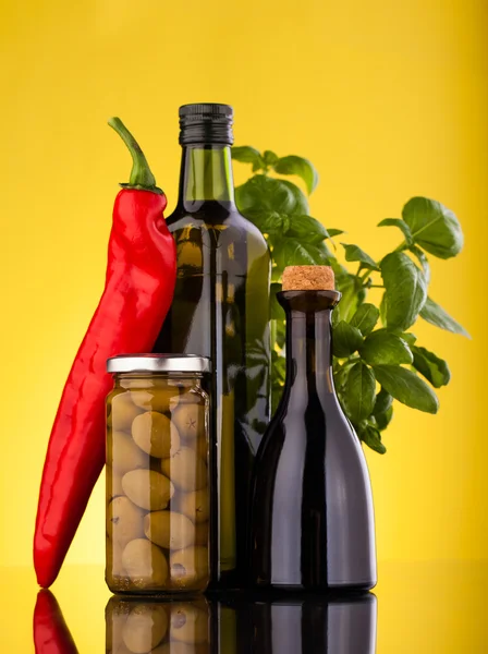 Oil olive bottles — Stock Photo, Image