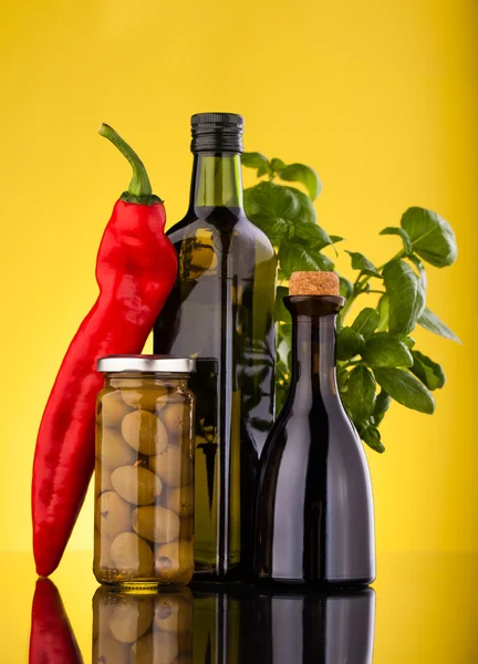 Oil olive bottles — Stock Photo, Image