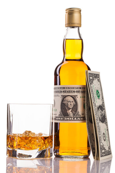 Whiskey, money and glass