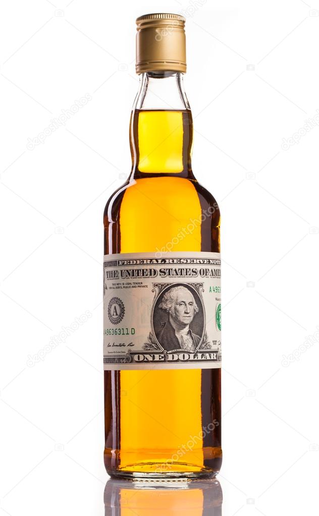 Whiskey bottle with dollar emblem