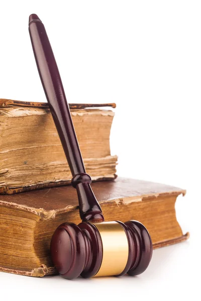 Judge gavel and old law books — Stock Photo, Image