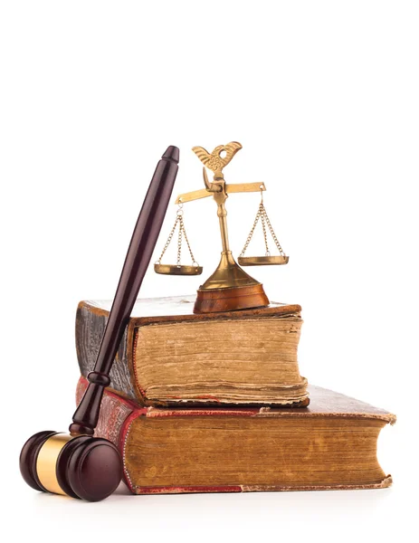 Judge gavel and old law books — Stock Photo, Image