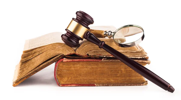 Judge gavel and old law books — Stock Photo, Image