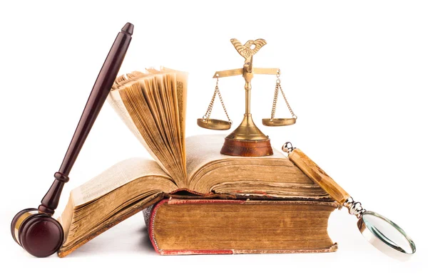 Judge gavel and old law books — Stock Photo, Image