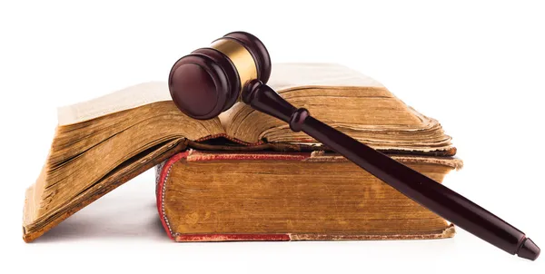 Judge gavel and old law books — Stock Photo, Image
