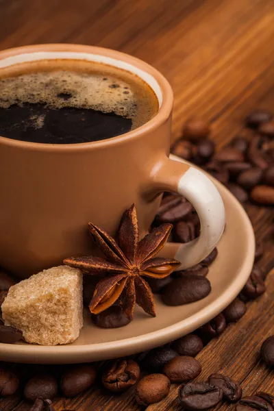 Taza de café y frijoles — Foto de Stock