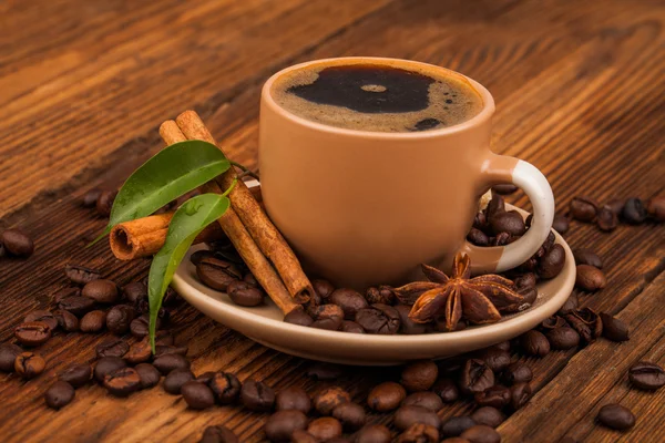 Taza de café y frijoles — Foto de Stock