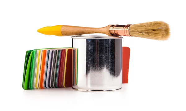 Paintbrush and can of paint — Stock Photo, Image