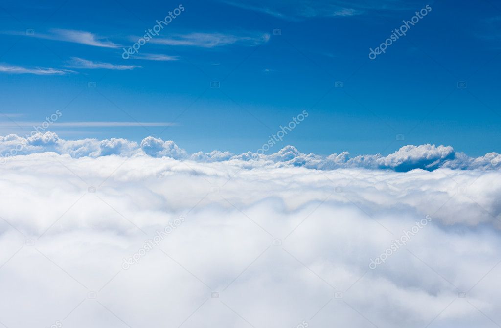 aerial view above the clouds