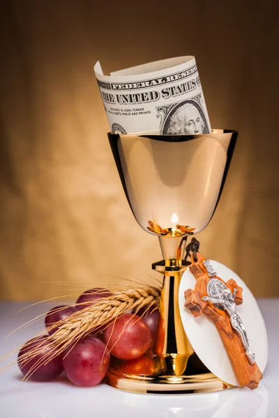Holy communion and dollar money — Stock Photo, Image