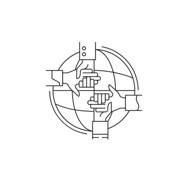 Dayanışma. Vektör, doğrusal simge. Sadaka, muhtaçlara yardım.