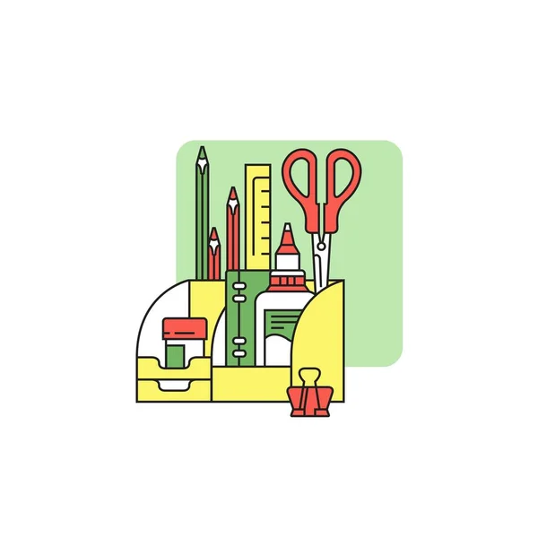  Office organizer. Back to school collection icons. Vector linear, color illustration.