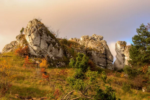 Automne Sur Les Incroyables Hautes Terres Polonaises Jurassique Montagne Cracovie — Photo