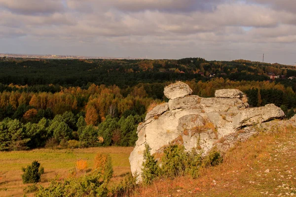 Φθινόπωρο Στο Καταπληκτικό Πολωνικό Jurassic Highland Krakow Czestochowa Upland Σχηματισμοί — Φωτογραφία Αρχείου