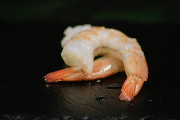 Frozen Shrimps Black Background — Stock Photo, Image
