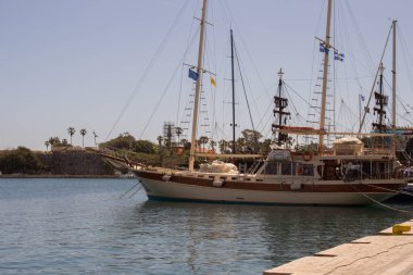 Port in the city of Kos. Beautiful harbour view in Kos Island.