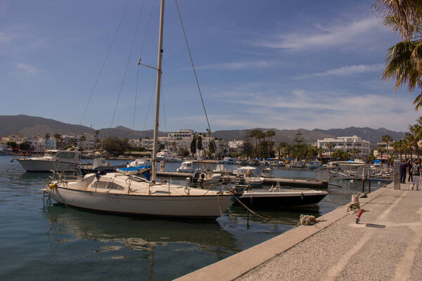 Port in the city of Kos. Beautiful harbour view in Kos Island.