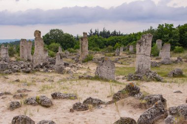 Pobitite Kamuni. Bulgaristan 'ın Taş Ormanı' ndaki Kayalar. Balkanlar 'da popüler bir yer.