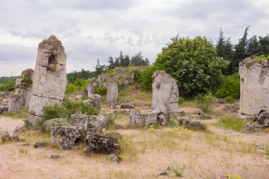 Pobitite Kamuni. Bulgaristan 'ın Taş Ormanı' ndaki Kayalar. Balkanlar 'da popüler bir yer.