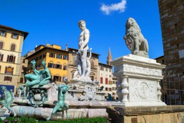 Çeşme Neptune'de Piazza della Signoria Floransa, İtalya
