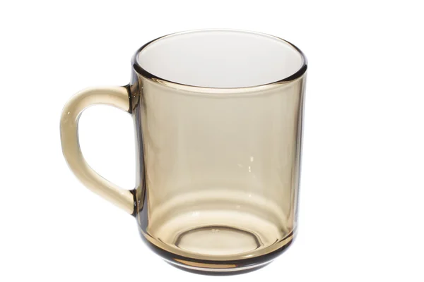 Leere Glas-Teetasse vorhanden. isoliert auf weißem Hintergrund — Stockfoto