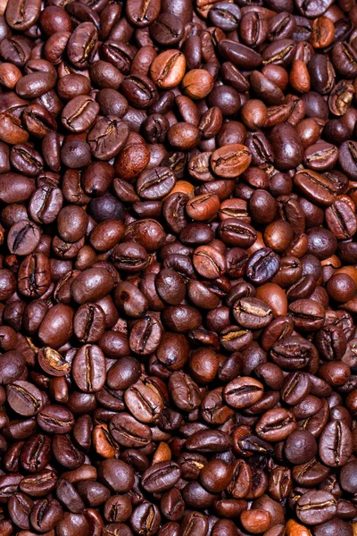 Hintergrund mit vielen gerösteten Kaffeebohnen — Stockfoto