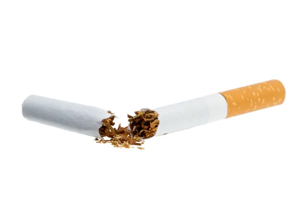 Broken cigarette isolated over the white background — Stock Photo, Image