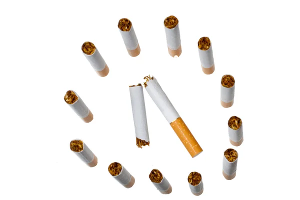 Broken cigarette isolated over the white background — Stock Photo, Image