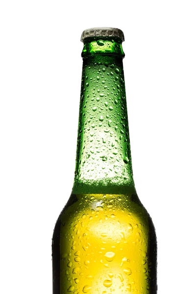 Beer is pouring into glass on white background — Stock Photo, Image