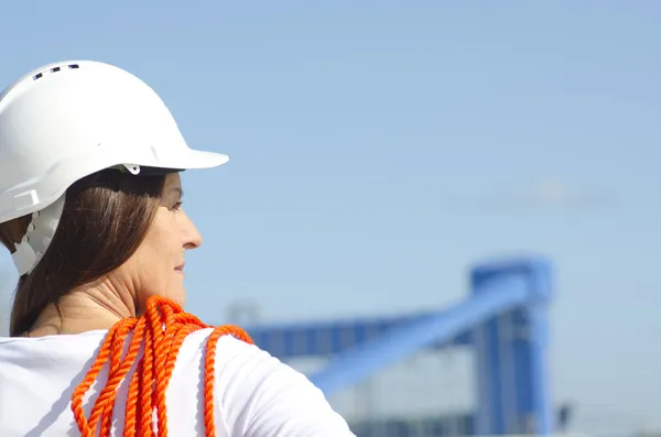 Industrieller Hintergrund von Arbeiterinnen — Stockfoto