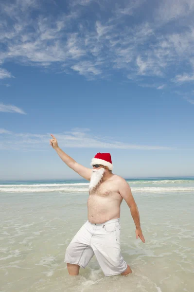 Santa Claus Tropical Beach Christmas — Stock Photo, Image