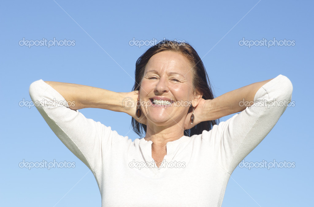 Joyful senior woman isolated outdoor