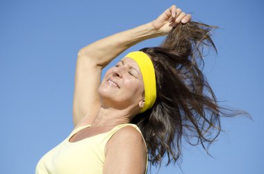 çekici egzersiz Olgun kadın açık izole