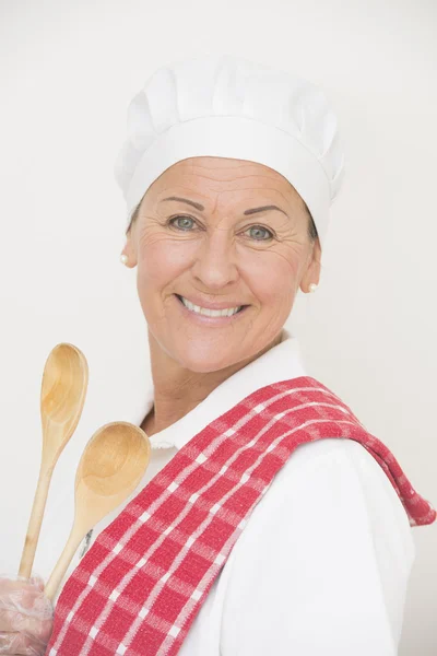 Relaxed portrait female chef — Stock Photo, Image