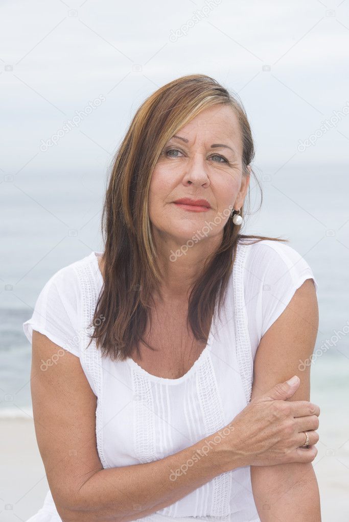 Senior woman lonely portrait outdoor