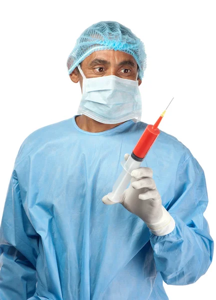 Surgeon with syringe — Stock Photo, Image