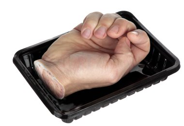 Hand in a tray clipart