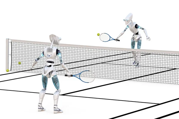 Robots jugando al tenis — Foto de Stock