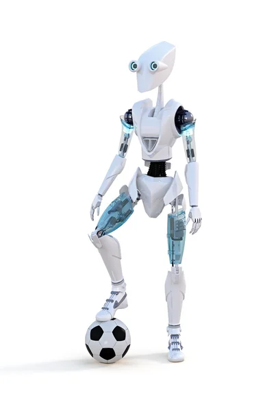 Robot avec ballon de football — Photo