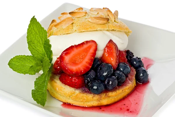 Strawberry and Blueberry Shortcake — Stock Photo, Image