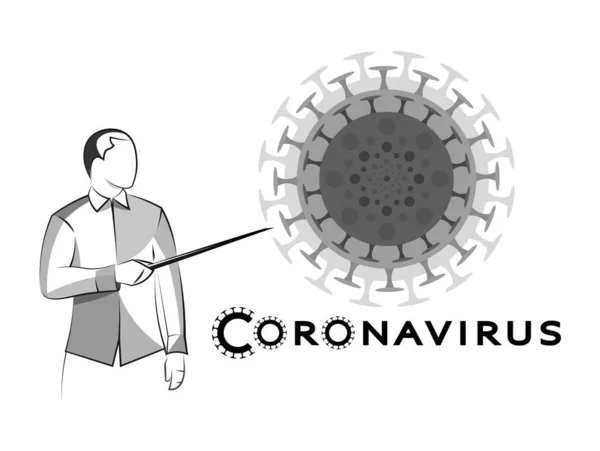 Συμπτώματα και πρόληψη από τον ιό του κερατοειδούς. γραμμή, σκίτσο πανδημία, ιός, coronavirus — Διανυσματικό Αρχείο