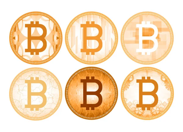 Billets Banque Bitcoin Crypto Monnaie Symboles Devises Dans Style Plat — Image vectorielle