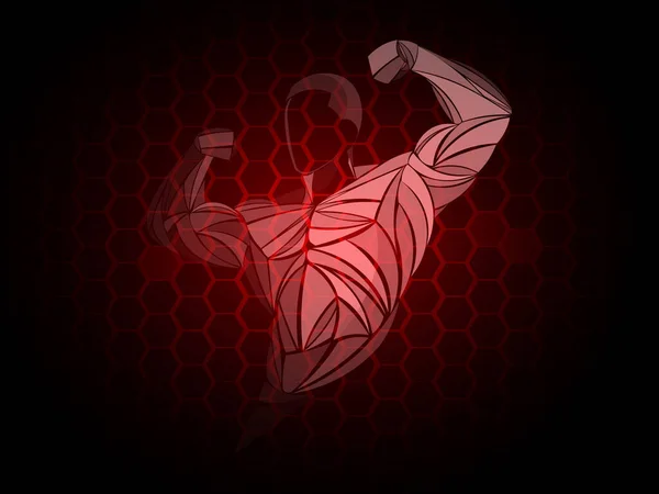 Kroppsbyggare röd. Bodybuilder är mörkhyad. Vacker och muskulös svart man på mörk bakgrund. — Stock vektor